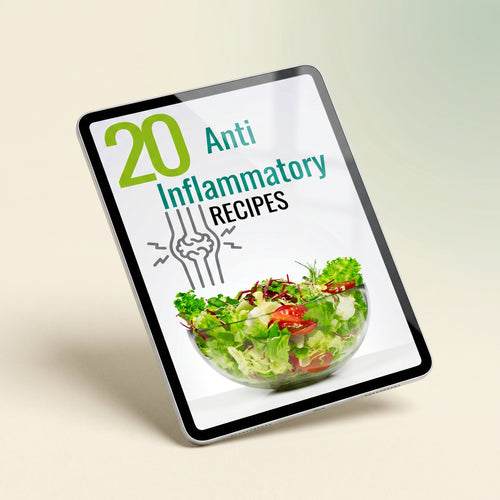 20 Anti-Inflammatory Recipes digital ebook cover displayed on tablet